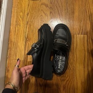 Naked Wolfe chunky black loafers.